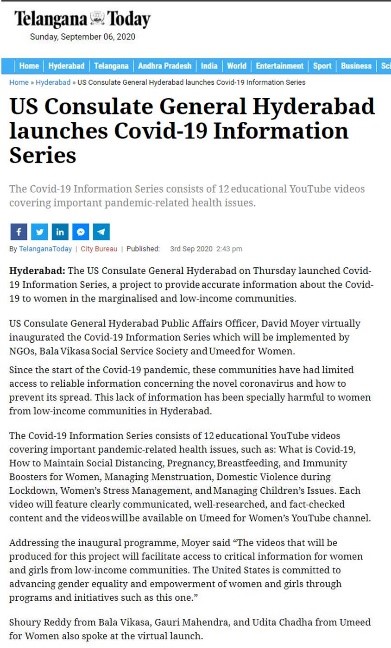 US Consulate General Hyderabad launches COVID-19 Information Series